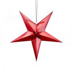 DEKORACJA świąteczna Gwiazda papierowa CZERWONA 45cm