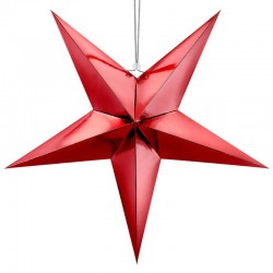 DEKORACJA świąteczna Gwiazda papierowa CZERWONA 70cm
