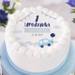 OPŁATEK na tort personalizowany na Roczek i Urodziny dziecka Autka Ø20cm