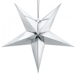 DEKORACJA świąteczna Gwiazda papierowa SREBRNA 70cm