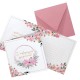KARTKA z życzeniami Różowe Kwiaty (+różowa koperta)