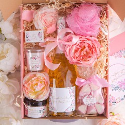 BOX dla Świadkowej z winem musującym Z IMIENIEM Mega Róż