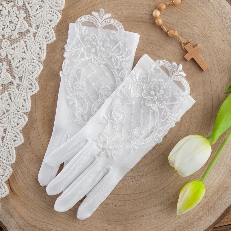 rękawiczki komunijne białe