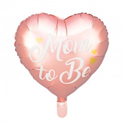 BALON na Baby Shower foliowy Mom to Be SERCE 35cm Różowy