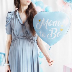 BALON na Baby Shower foliowy Mom to Be SERCE 35cm Niebieski