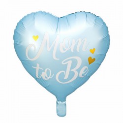 BALON na Baby Shower foliowy Mom to Be SERCE 35cm Niebieski