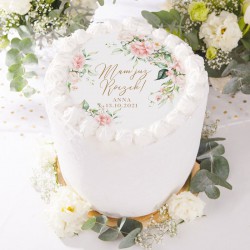 OPŁATEK personalizowany na tort na Roczek Ø20cm Kwiaty Rustykalne