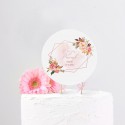 TOPPER na tort panieński Rosegold Flowers + IMIĘ