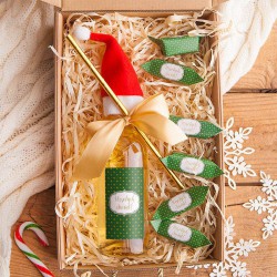 KOSZ prezentowy świąteczny Z PODPISEM Z winem białym i krówkami Zielone Święta