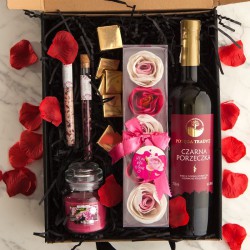 PREZENT na 50 urodziny Z PODPISEM Wino i różane konfetti