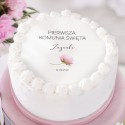 OPŁATEK personalizowany na tort na Komunię Romantyczna Piwonia Ø20cm