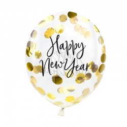 BALONY sylwestrowe z konfetti Happy New Year 3szt