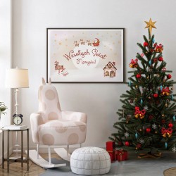 DEKORACJA świąteczna plakat dla dziecka Z IMIENIEM Sanie z Mikołajem 50x70cm
