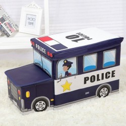 POJEMNIK na zabawki pufa dla dzieci Wóz Policja