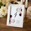 NUMEREK na stół wesele z imionami Burgundowe Kwiaty