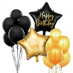 ZESTAW balonów na urodziny Złoto-Czarny 10% TANIEJ