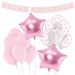 ZESTAW balonów na urodziny dla dziewczynki Różowy 10% TANIEJ