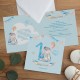 ZAPROSZENIA na Roczek chłopca Króliczek z balonem 10szt (+koperty)