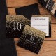 ZAPROSZENIA na 40 urodziny Black & Gold 10szt (+czarne koperty)