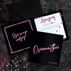 ZAPROSZENIA na 18 urodziny Pink Neon 10szt (+koperty)