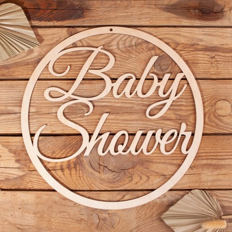 DEKORACJA na Baby Shower drewniana obręcz EKO 37cm