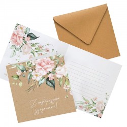 KARTKA z życzeniami Pudrowe Kwiaty (+koperta)