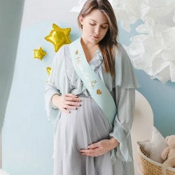 SZARFA dla Przyszłej Mamy Baby Shower Mom to Be Błękitna