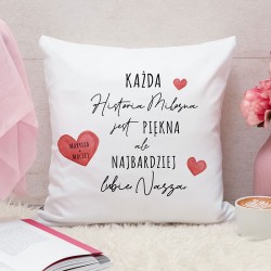PREZENT na Walentynki poduszka Z IMIONAMI Historia Miłosna LUX