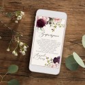 ZAPROSZENIE ślubne na telefon cyfrowe Burgundowe Kwiaty