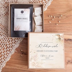 PODZIĘKOWANIE dla gości weselnych w pudełku Z IMIONAMI Relaks z herbatą waniliową