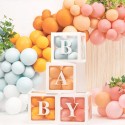 DEKORACJA na Baby Shower/Narodziny Pudełka na balony Baby 4szt