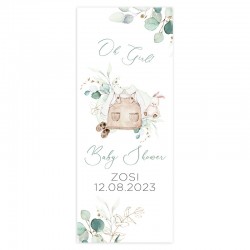 DEKORACJA sali na botaniczne Baby Shower Oh Girl personalizowana + listwa 60x150cm