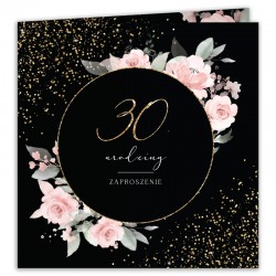 ZAPROSZENIA na 30 urodziny Glamour Black 10szt (+koperty)
