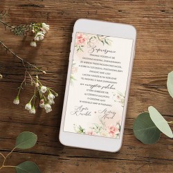 ZAPROSZENIE ślubne na telefon cyfrowe Pudrowe Kwiaty