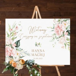 PLAKAT tablica powitalna na wesele 50x70cm Pudrowe Kwiaty