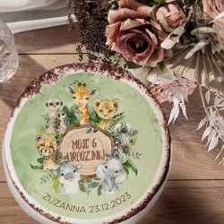 OPŁATEK na tort na Urodziny dziecka Safari Z IMIENIEM Ø20cm