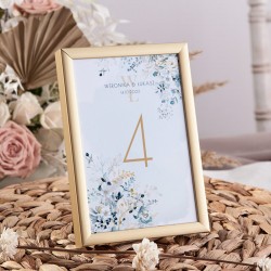 NUMEREK na stół weselny z imionami Niebieskie Kwiaty
