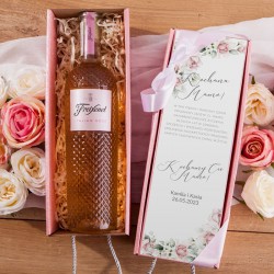 PREZENT dla Mamy Z IMIENIEM Wino kryształowe różowe w pudełku Różowe Kwiaty