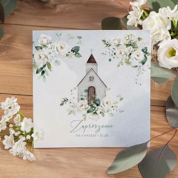 ZAPROSZENIA na ślub i chrzest razem Kwiatowe 10szt (+koperty)