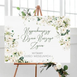 PLAKAT ścianka na wesele Białe Róże i Konwalie 48x68cm