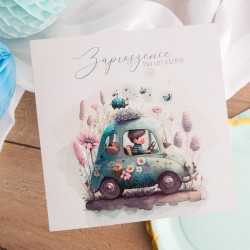 ZAPROSZENIA na urodziny chłopca Samochodzik 10szt (+koperty)