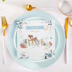ZESTAW dekoracji stołu na Roczek chłopca talerzyki+kubeczki+serwetki Zwierzątka