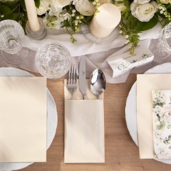 ZESTAW dekoracji stołu serwetki+kieszonki+bieżnik Białe Kwiaty