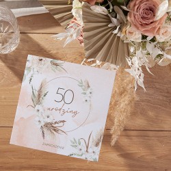 ZAPROSZENIA na 50 urodziny w stylu boho 10szt (+koperty)