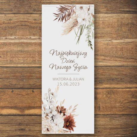 ŚCIANKA za Parą Młodą baner + listwa 60x150cm Boho Wedding