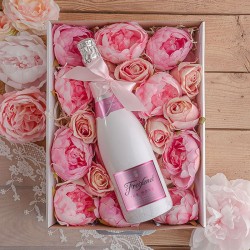 PREZENT z okazji obrony Z IMIENIEM Wino musujące Ice Rose w kwiatach MEGA LUX