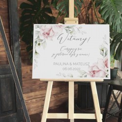 PLAKAT tablica powitalna na wesele 50x70cm Różowe Kwiaty