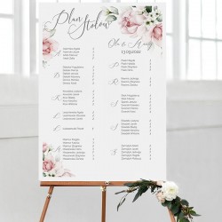 PLAN stołów personalizowany Różowe Kwiaty