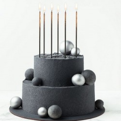 ŚWIECZKI na tort eleganckie Rosegold Black 17cm 6szt LUX