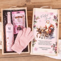 KOSZ prezentowy świąteczny w skrzyni Z PODPISEM Elegant Pink II